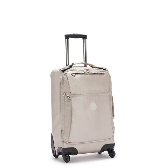 Kipling Darcey Small Metallic Carry-On Rolling Bőröndök Bézs | HU 1743VR